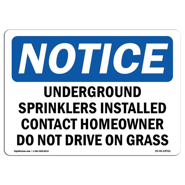 OSHA Notice Sign, 3.5" Height, Underground Sprinklers Installed Contact Sign, Landscape, 10PK